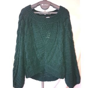 Express Hunter Green Bell Sleeve Sweater